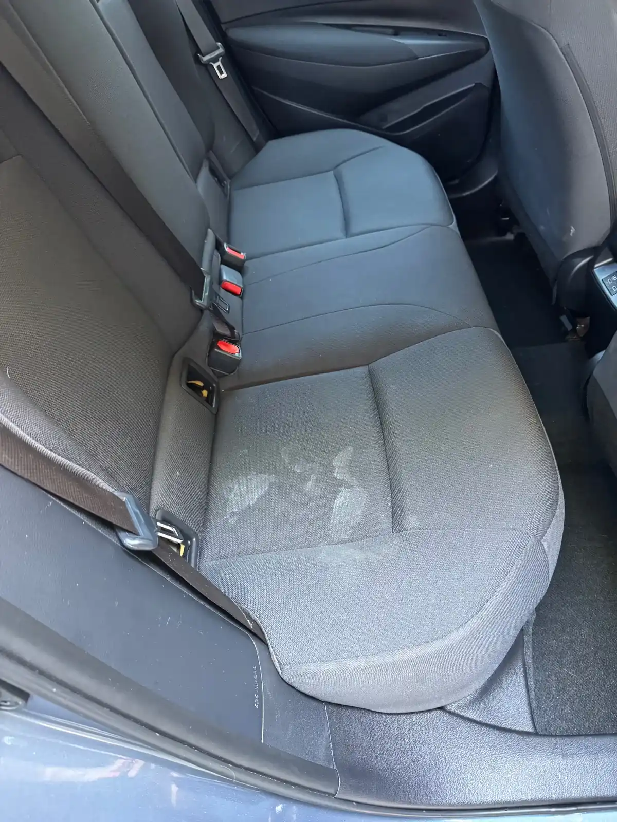 Carpet shampoo before — Toyota sedan, Boca Raton